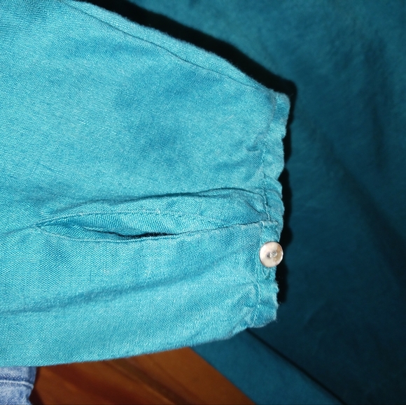 Eddie Bauer Teal Green 3/4 Sleeve linen Tunic NWOT XL tall - Picture 7 of 8